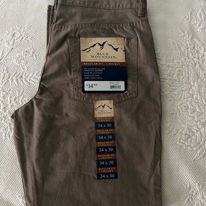 2 pairs Blue Mountain Men's Brown Regular Fit Chinos